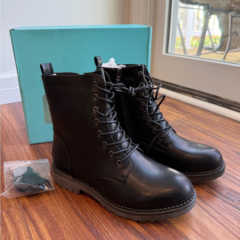 NEW Black Lace-Up Combat Boots
